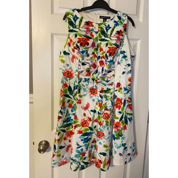 American Living A Line Dress 16 Floral Washable Stretch Cotton Sleeveless Summer - Picture 7 of 7
